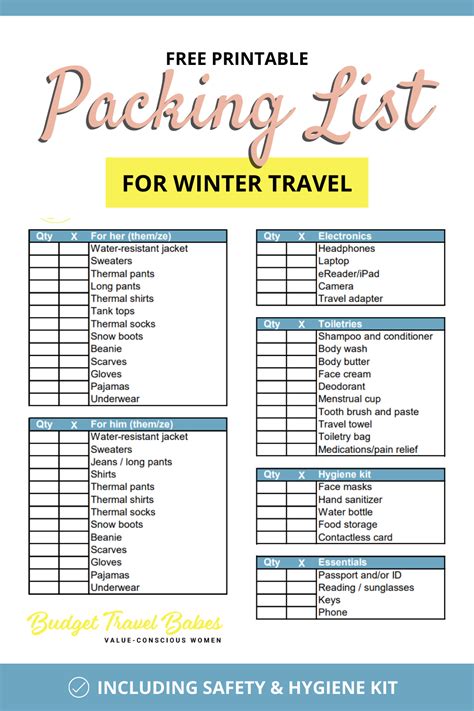 printable packing list winter vacation packing checklist ubicaciondepersonas cdmx gob mx