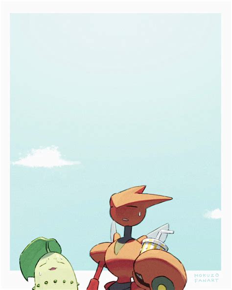 Chikorita And Scizor Pokemon Drawn By Mokuzou Moku Ssbu Danbooru