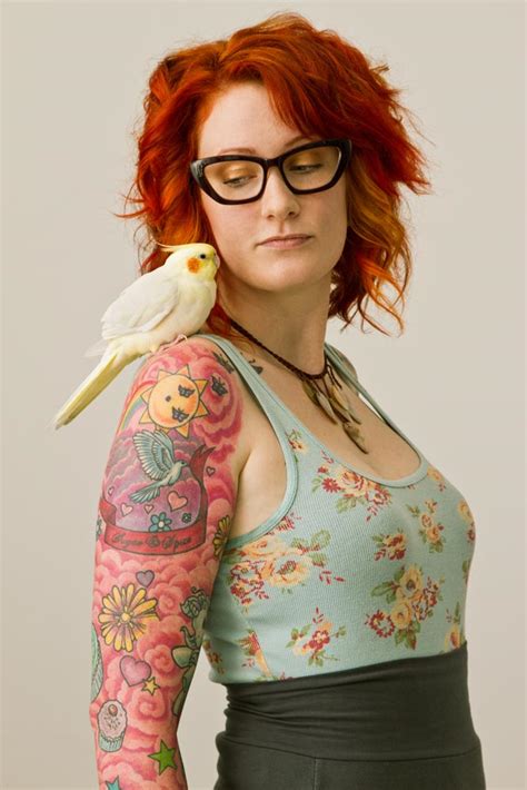 Red Hair Girl Tattoo Girl With A Bird Tattoomagz