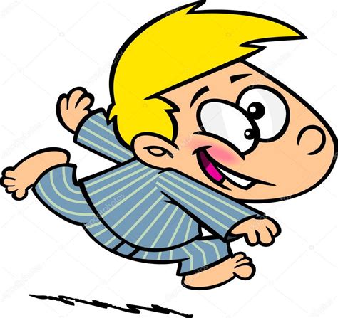 Cartoon Boy In Pajamas Running — Stock Vector © Ronleishman 14003490