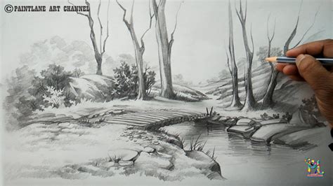 How To Draw A Easy And Simple Scenery With Pencil Step By Step Youtube