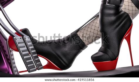 Pedal Metal Red High Heel Boots Stock Illustration 419511856