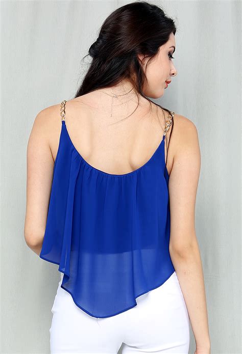 Chain Chiffon Crop Top Shop Old Tops At Papaya Clothing