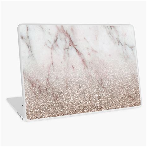 Glitter Ombre Pink Marble And Rose Gold Glitter Laptop Skin For Sale
