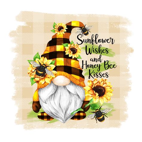 Sunflower Wishes And Honey Bee Kisses Sign Gnome Sign Summer Etsy