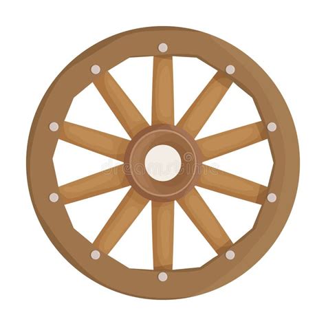 Wooden Wheel Cartoon Vector Iconcartoon Vector Illustration Wagon