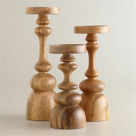 Natural Wood Pillar Candleholder Wooden Candle Holders Candle
