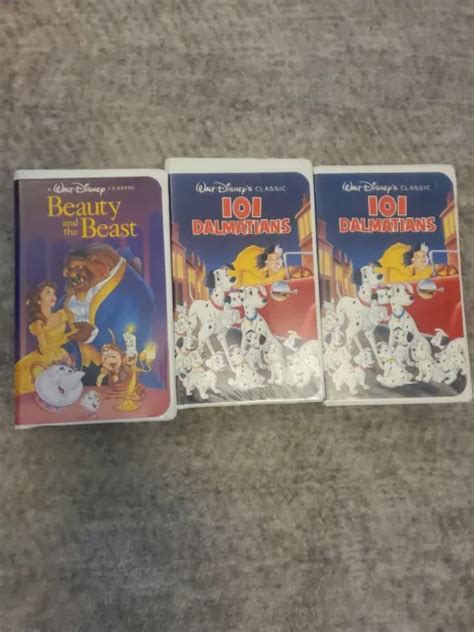 Walt Disney Rare Black Diamond Vhs Tapes Lot Beauty And The Beast Dalmatian Eur