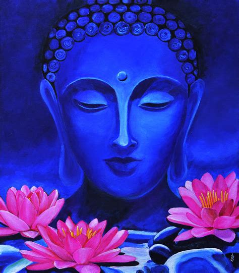 Buddha And Lotus Flowers Painting By Jasmine Bharathan