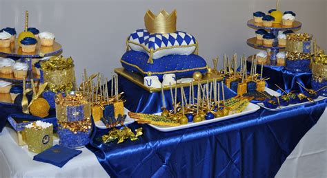 Royal prince metallic foil baby shower favor sticker. Royal Blue and Gold Sweets Treat Table - Megan and Chayse Baby Shower | Prince baby shower, Baby ...