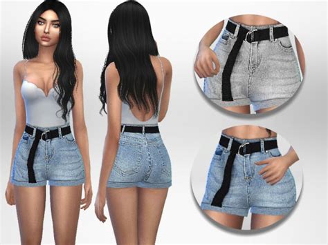 The Sims Resource Belted Shorts By Puresim • Sims 4 Downloads