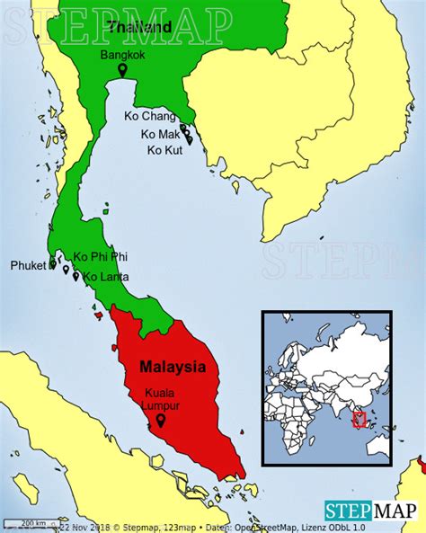 Stepmap Thailandmalaysia Landkarte Für Welt