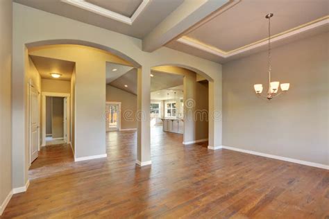 Brand New House Construction Interior Empty Room With Vaulted Ceiling