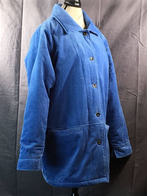 Vintage Womens Size XLG Coat, Blair Corduroy Style Winter Coat, Womens Blue White Coat, Womens ...