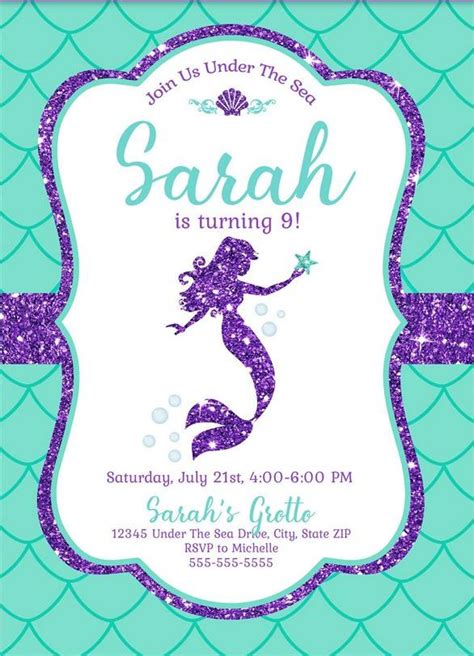 Free Mermaid Invitation Template For Your Kids Parties Download