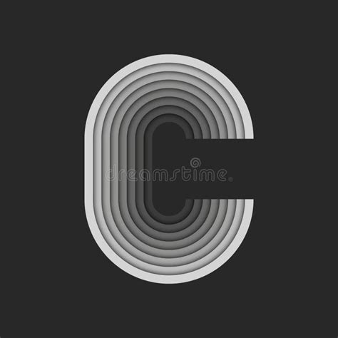 Bold Letter C Logo Initial Gray Parallel Ribbon Pattern 3d Paper Cut