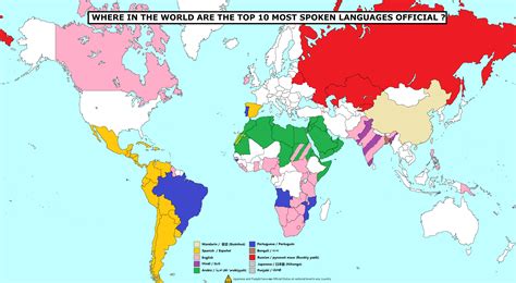 Where The Top 10 Most Spoken Languages Have An Official Statu Map