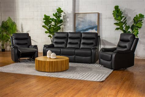 Geneva Leather Manual Recliner Suite Haggleco Home Furniture