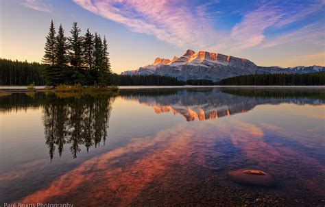 Wallpaper Forest The Sky Clouds Reflection Sunset Mountains Lake