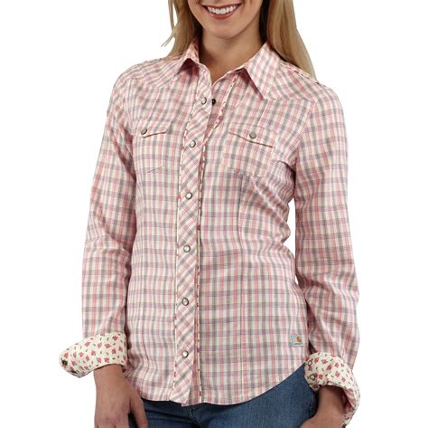 Carhartt Womens Snap Front Plaid Cotton Shirt Ws024 Ebay