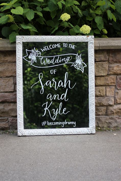 Hand lettered mirror wedding welcome sign | Hand Lettered ...