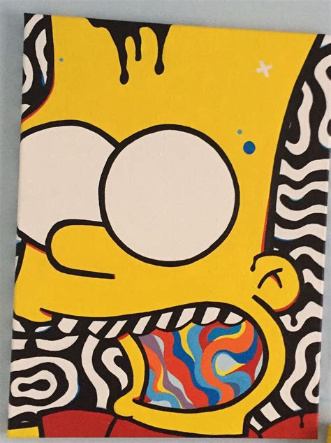 Bart Simpson Trippy Psychedelic Painting Acrylic Can Etsy