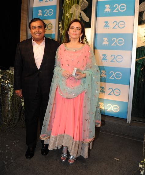 Industrialist Mukesh Ambani With Wife Nita Ambani At Zee Tv 20 Years Completion Celebration