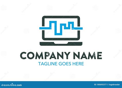 Unique Computer And Networking Logo Template Stock Vector