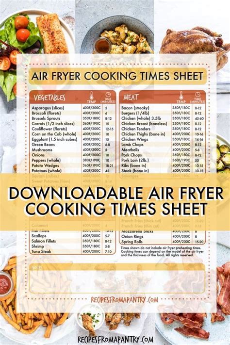 Cheat Sheet Free Printable Air Fryer Cooking Chart Printable Templates