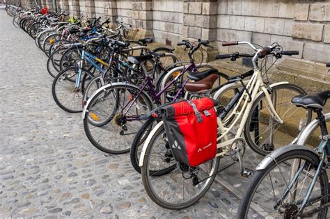 bicycles parked in trinity college dublin ireland editorial photo image of bicycle campus
