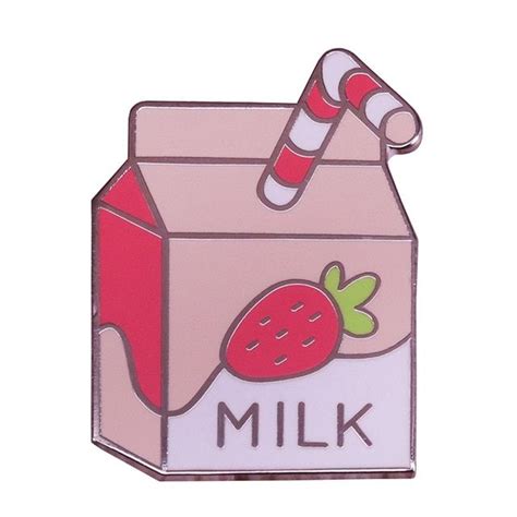 Strawberry Milk Hard Enamel Pin Cute Milk Carton Badge Pastel Art