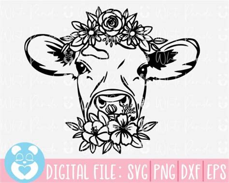 Cow Svgcow With Flower Crown Svgcow Flower Svgcow Floral Etsy