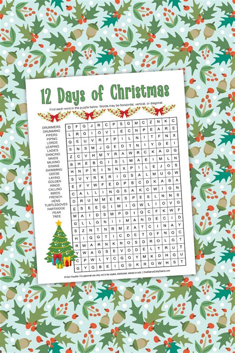 Fun Printable 12 Days of Christmas Word Search Puzzle