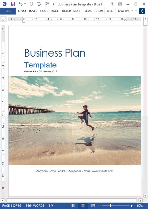 business plan templates  page ms word   excel