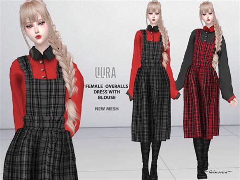 Sims 4 — Uura Overalls With Blouse By Helsoseira — Style Overalls