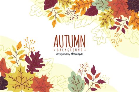 Hand Drawn Autumn Background With Leaves Vector Free