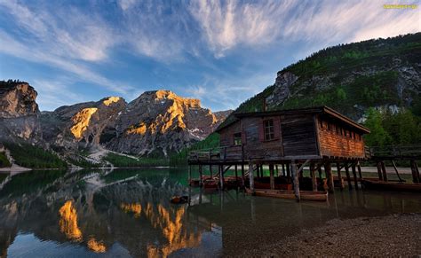 Tapety Zdjęcia Jezioro Pragser Wildsee Góry Południowy Tyrol