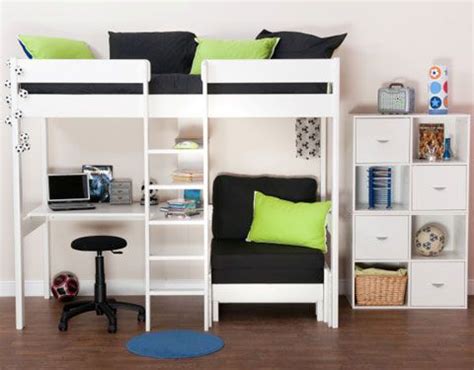 Other designs of mid sleeper beds will offer only the cabin bed frame with an empty space beneath the bed. Uno 5 White High Sleeper with Desk + Pullout Chairbed with ...