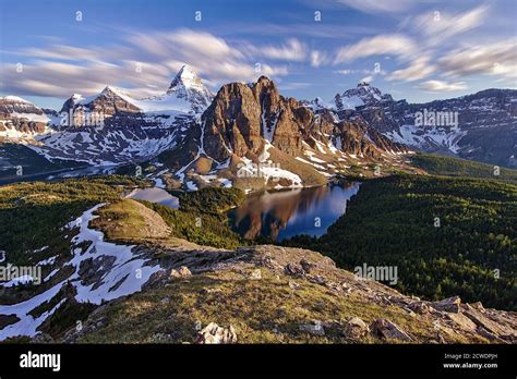 Mount Assiniboine With Magog Sunburst And Cerulean Lakes As Seen From