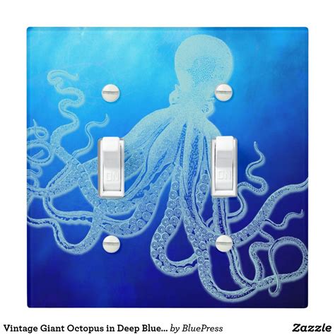 Vintage Giant Octopus In Deep Blue Ocean Light Switch Cover Zazzle