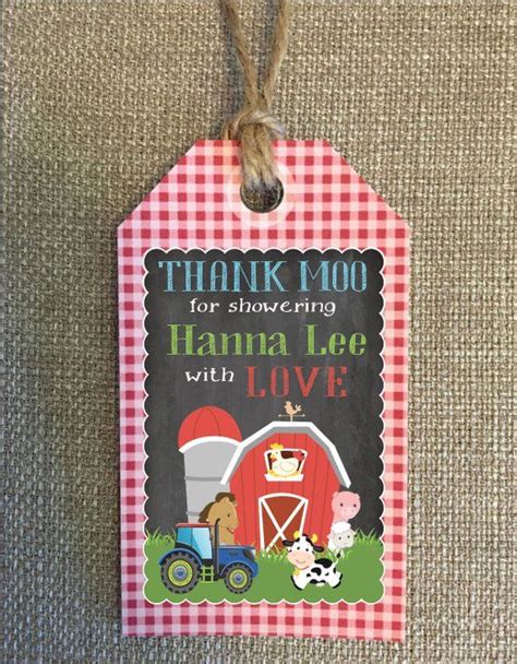 As a mother, you will be the center of attention at your baby shower. Farm Animals Baby Shower Party Favors - Red Gingham Tags ...