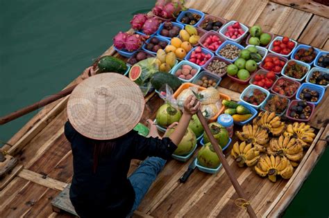 Floating Fruit Seller Vietnam Stock Image Colourbox