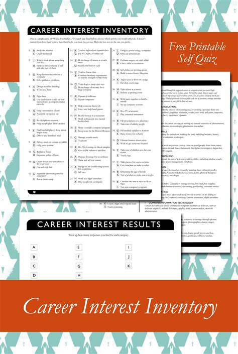 Career Interest Inventory Printable High School Counseling Career
