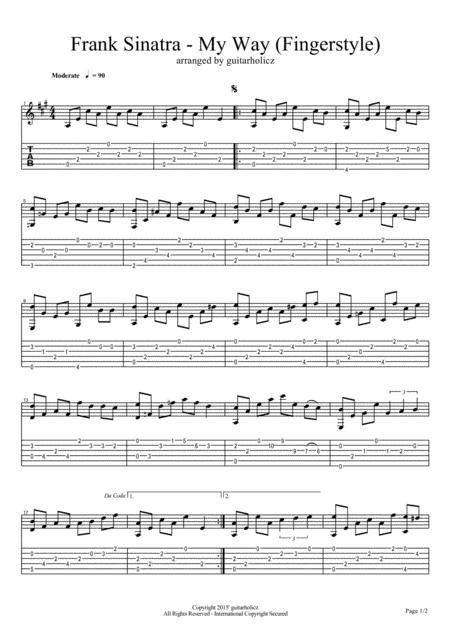 Frank Sinatra My Way Guitar Fingerstyle By Digital Sheet Music For Score Sheet Music