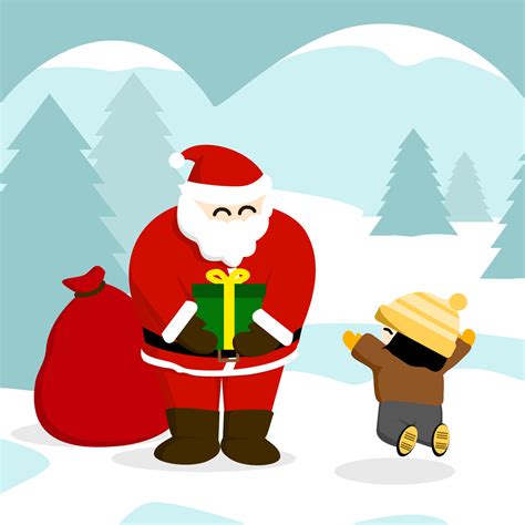 Santa Claus Dando Regalos A Los Niños En Navidad 8349462 Vector En Vecteezy