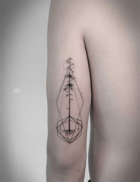 Pine Tree And Geometric Shapes Tattoo Tattoogrid Net