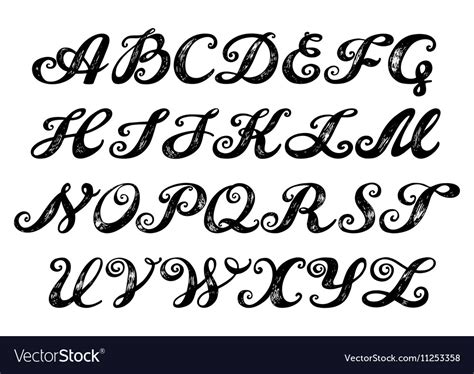 Calligraphy Alphabet Typeset Lettering Royalty Free Vector