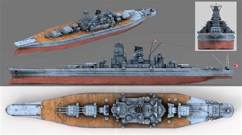 3d Model Japanese Battleship Musashi Cgtrader