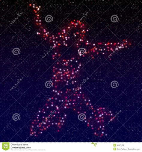 Woman Silhouette Made Of Stars Stock Illustration
