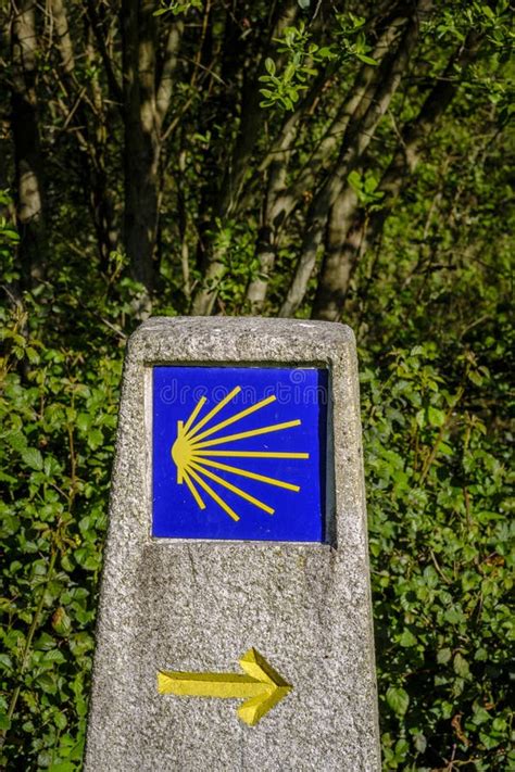 Signposts Of The Camino De Santiago Galicia Spain Editorial Stock Image